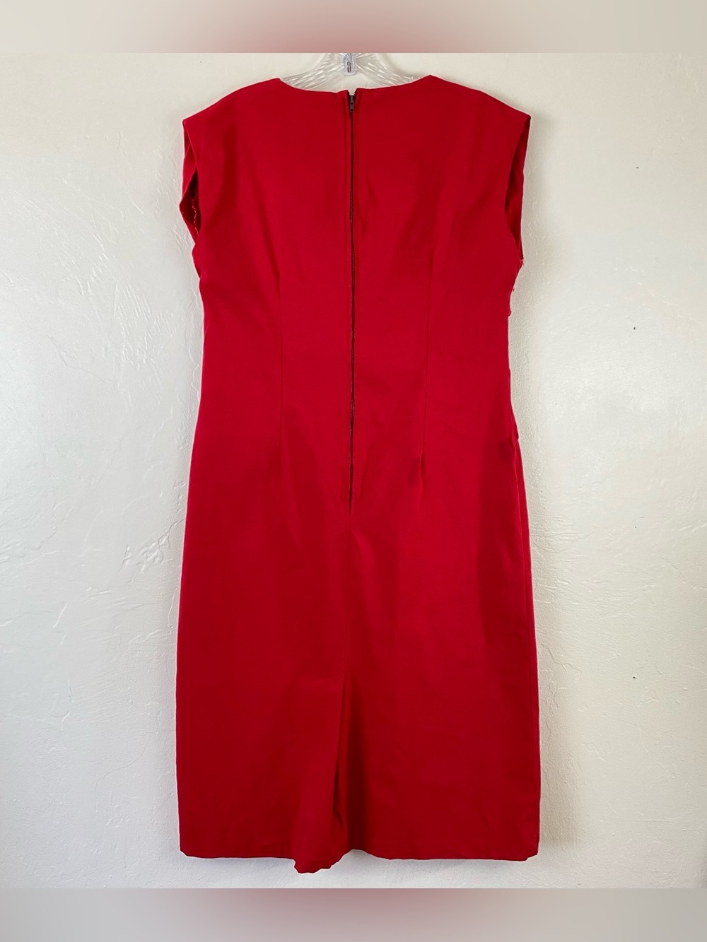 Tatyana Size 4X Red Sleeveless Square Neck Back Zipper Midi Length Dress - Picture 5 of 8